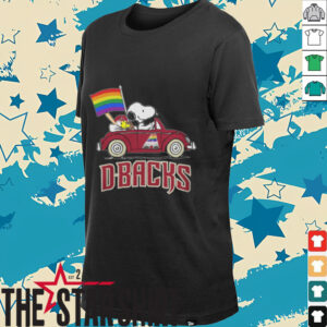 Snoopy And Woodstock Driving Car Arizona Diamondbacks Pride Flag T...