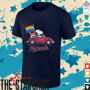 Snoopy And Woodstock Driving Car Washington Nationals Pride Flag T shirt3