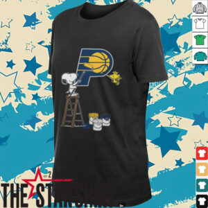 Snoopy And Woodstock Paint Indiana Pacers NBA Logo Tee Shirt
