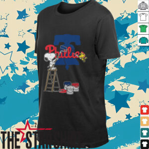 Snoopy And Woodstock Painting Philadelphia Phillies MLB Logo Shirt Black