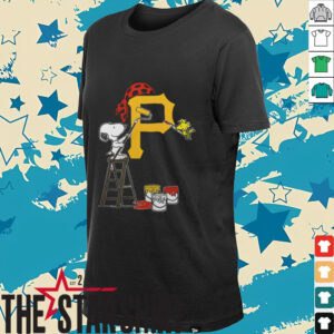 Snoopy And Woodstock Painting Pittsburgh Pirates MLB Logo Shirt Black