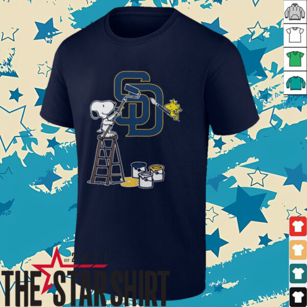Snoopy And Woodstock Painting San Diego Padres MLB Logo Shirt Black