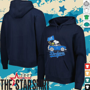Snoopy And Woodstock Riding Car Los Angeles Dodgers 2023 Shirts
