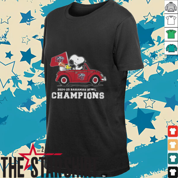 Snoopy Driving Car Liberty Flames 2024 25 Bahamas Bowl Champions Shirt