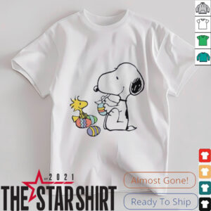 Snoopy and Woodstock with easter egg paitning shirt