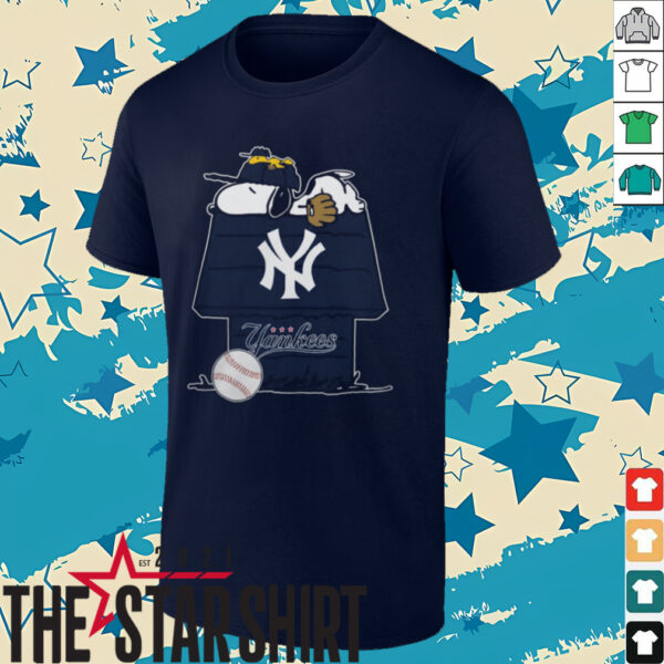 Official New York Yankees Snoopy And Woodstock The Peanuts Baseball Tee Shirt