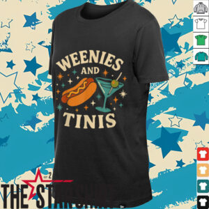 Weenies and Tinis Retro Hotdog Martini Party Art T Shirt