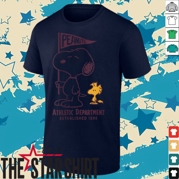 Womens Snoopy and Woodstock Varsity Athletic Department Shirt