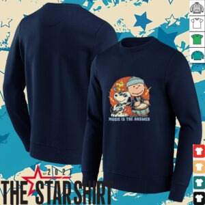 Woodstock Snoopy and Charlie Brown music is the answer shirt