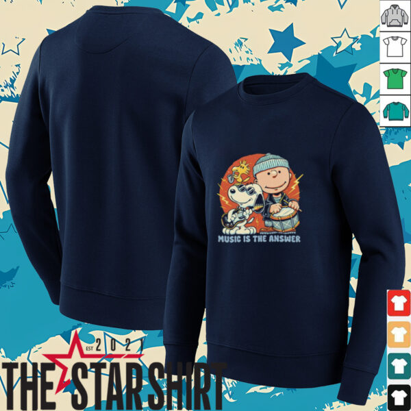 Woodstock Snoopy and Charlie Brown music is the answer shirt