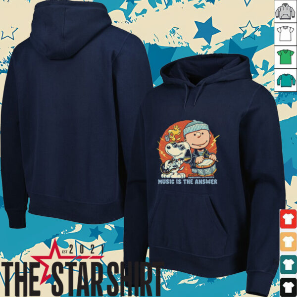 Woodstock Snoopy and Charlie Brown music is the answer shirt