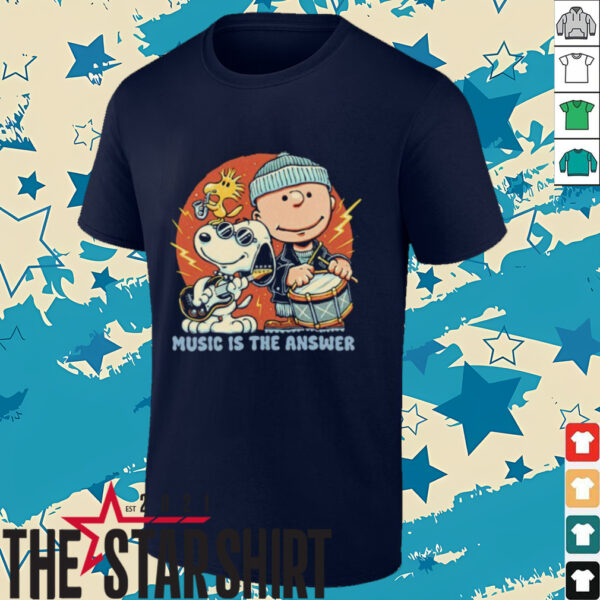 Woodstock Snoopy and Charlie Brown music is the answer shirt