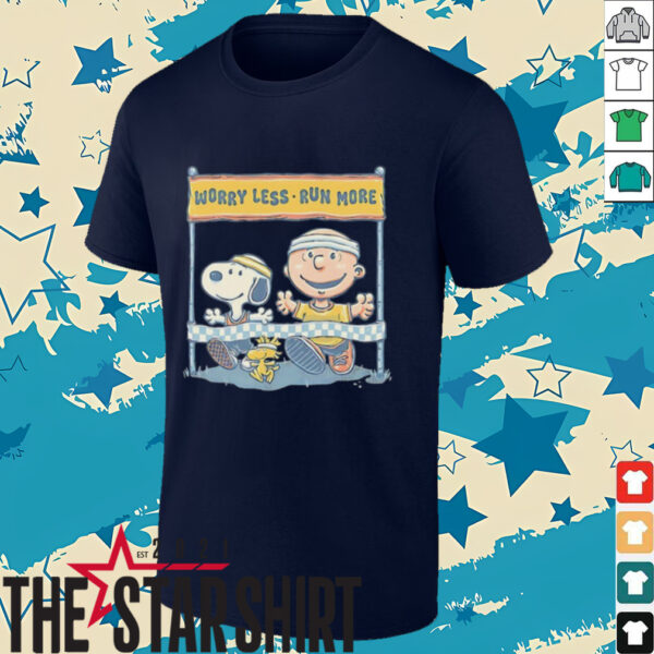 Worry Less Run More Snoopy Woodstock and Charlie Brown shirt