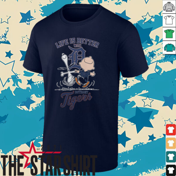 Life Is Better With Detroit Tigers X Peanuts Snoopy And Charlie Brown T Shirt