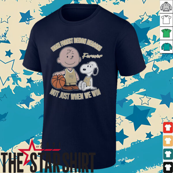 Charlie Brown And Snoopy Wake Forest Demon Deacons Forever Not Just When We Win Shirt