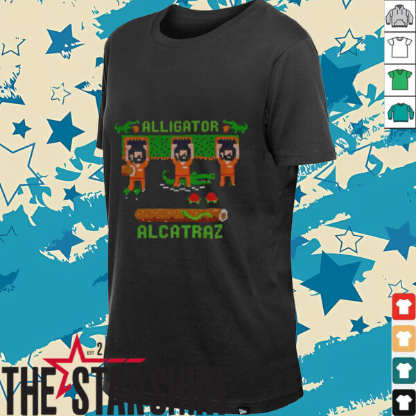 Alligator Alcatraz Trump’s Escape plan pixel art retro video game parody shirt