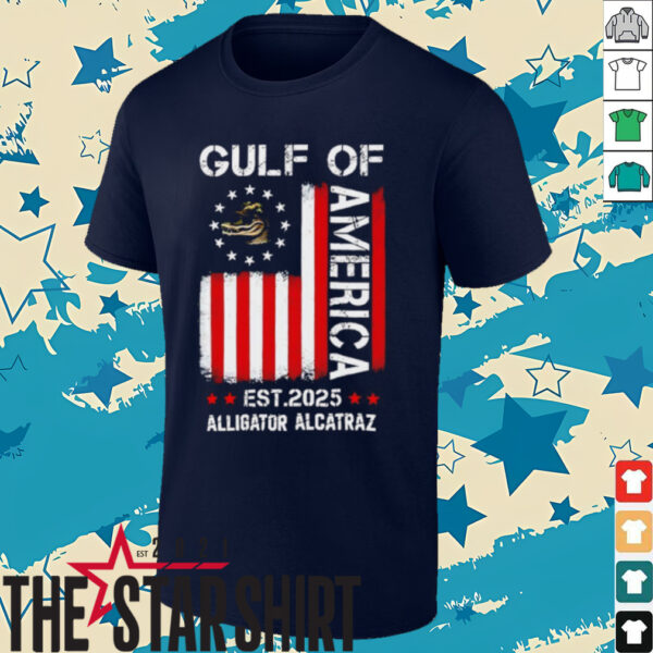Gulf of America Alligator Alcatraz Est 2025 flag shirt