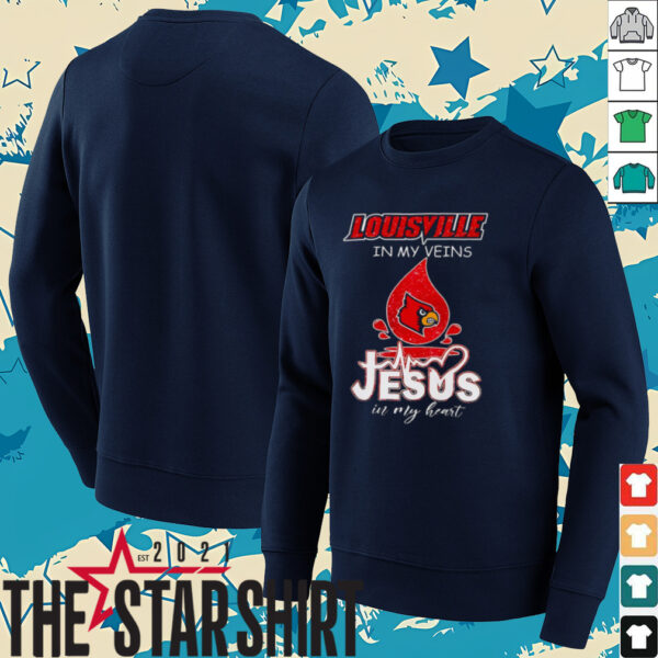 Louisville Cardinals in my veins Jesus in my heart 2025 shirt