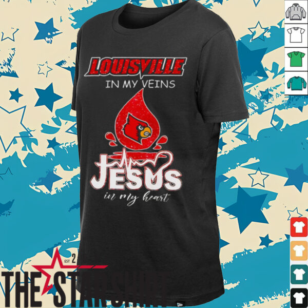Louisville Cardinals in my veins Jesus in my heart 2025 shirt