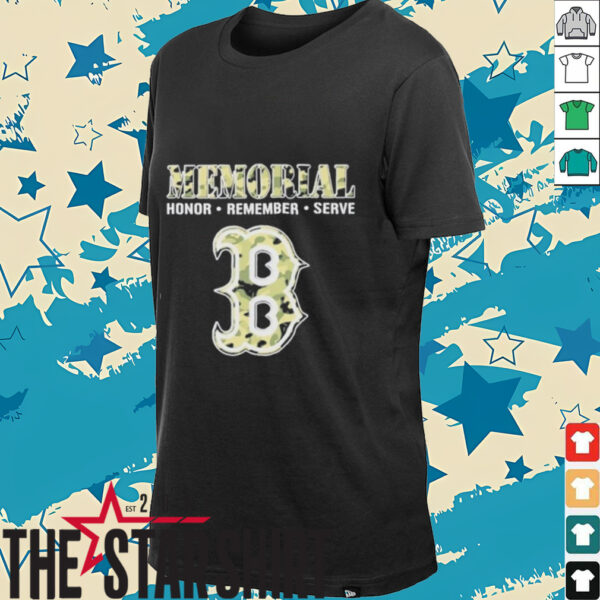 Memorial Honor Remember Serve Camo Boston Red Sox Logo Baseball T shirt