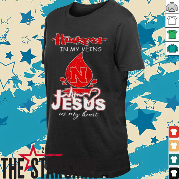 Nebraska Cornhuskers in my veins Jesus in my heart 2025 shirt