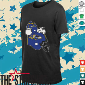 Snoopy And Woodstock Resting On Baltimore Ravens Helmet Shirt