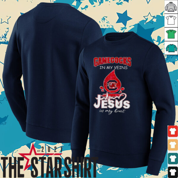 South Carolina Gamecocks in my veins Jesus in my heart 2025 shirt