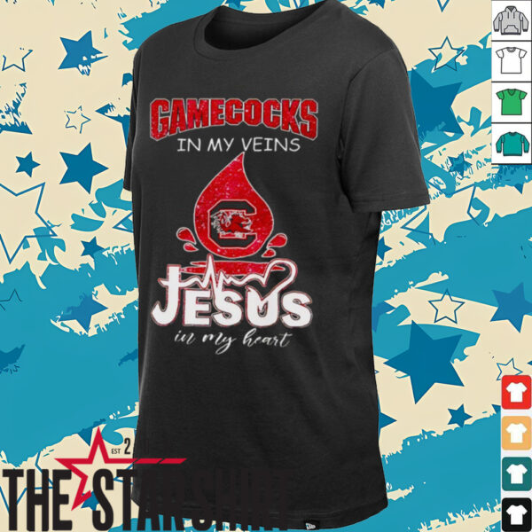 South Carolina Gamecocks in my veins Jesus in my heart 2025 shirt