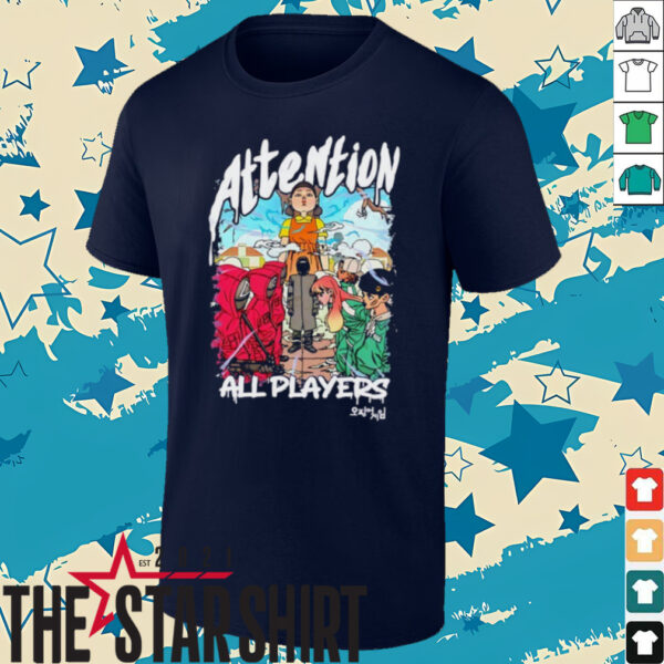 Squid Game 3 attention all players anime shirt