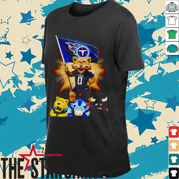 Tennessee Titans mascot standing with flag shirt