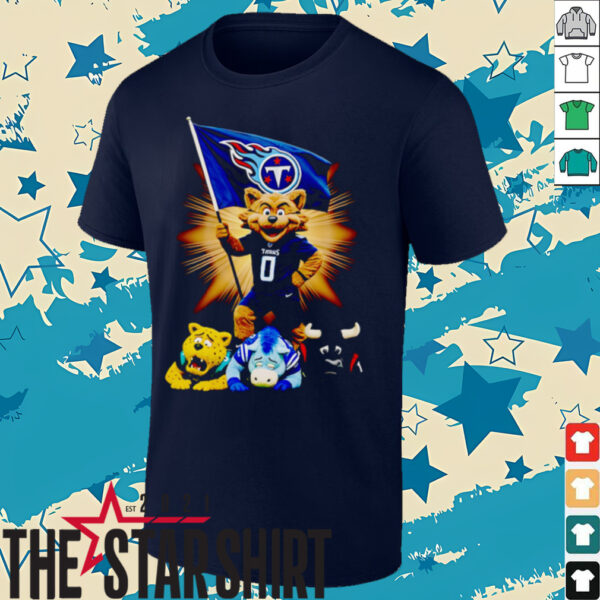 Tennessee Titans mascot standing with flag shirt