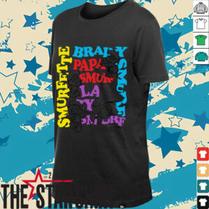 The Smurfs Character Outlines and Groovy Text Cartoon Shirt