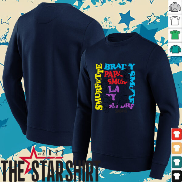 The Smurfs Character Outlines and Groovy Text Cartoon Shirt