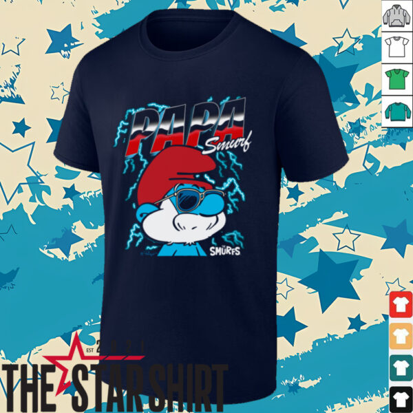 The Smurfs Chrome and Lightning Papa Smurf Retro Cartoon Shirt