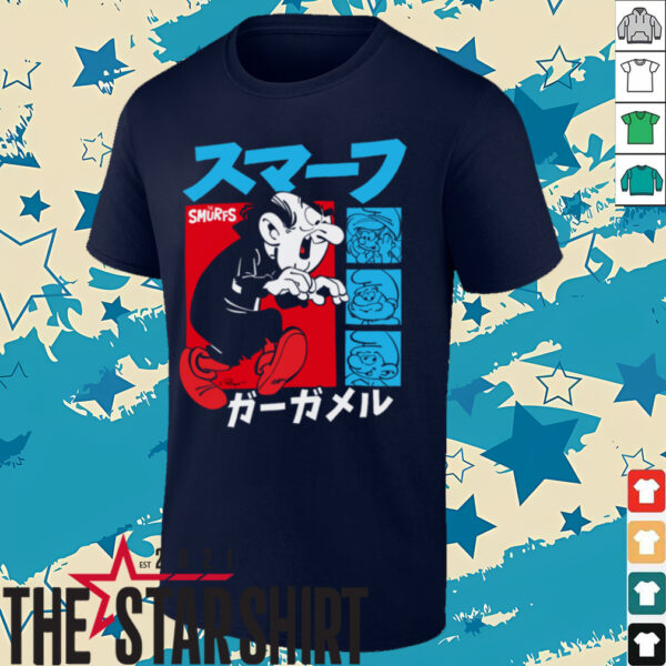 The Smurfs Gargamel Kanji Collage Vintage Cartoon Shirt