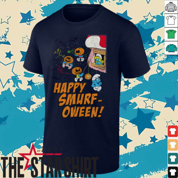 The Smurfs Happy Smurf oween Halloween Pumpkin Retro Cartoon Shirt