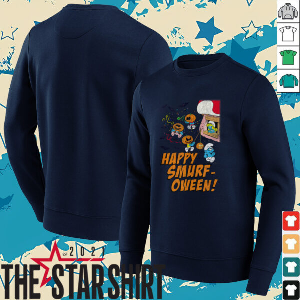 The Smurfs Happy Smurf oween Halloween Pumpkin Retro Cartoon Shirt