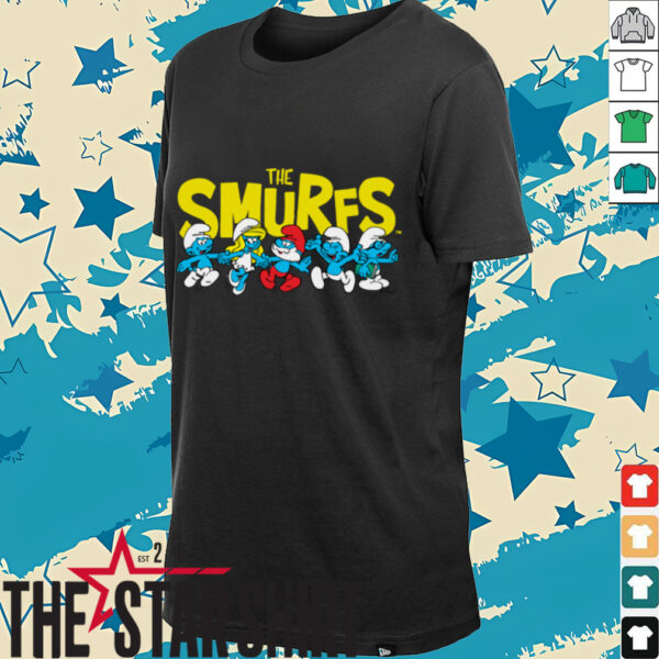 The Smurfs Logo with Smurfs Cast Retro Cartoon Shirt