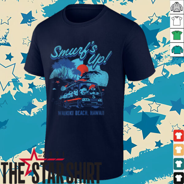 The Smurfs Smurf’s Up Retro Waikiki Beach Van Travel Cartoon Raglan Shirt