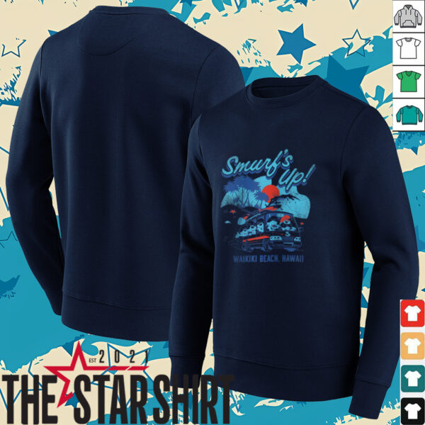 The Smurfs Smurf’s Up Retro Waikiki Beach Van Travel Cartoon Raglan Shirt