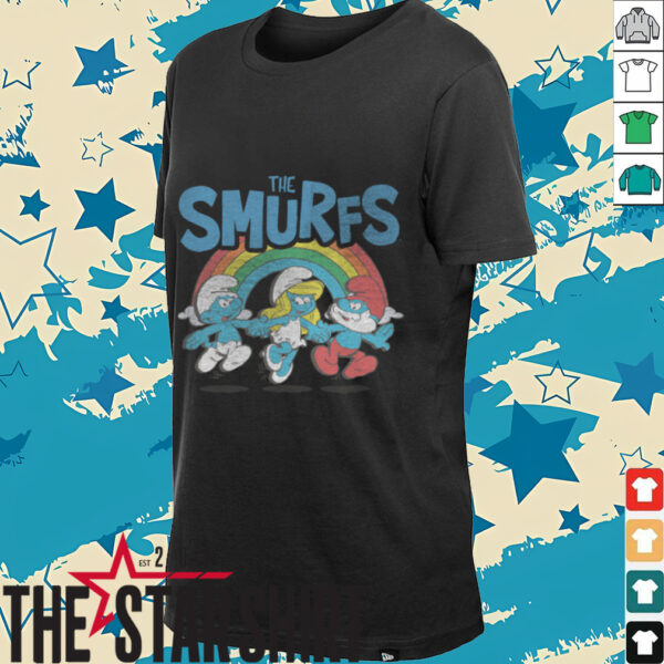 The Smurfs Vintage Rainbow With Characters Cartoon Shirt
