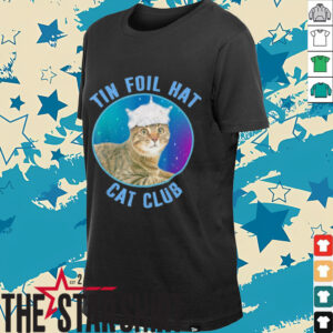 Tin foil hat cat club shirt