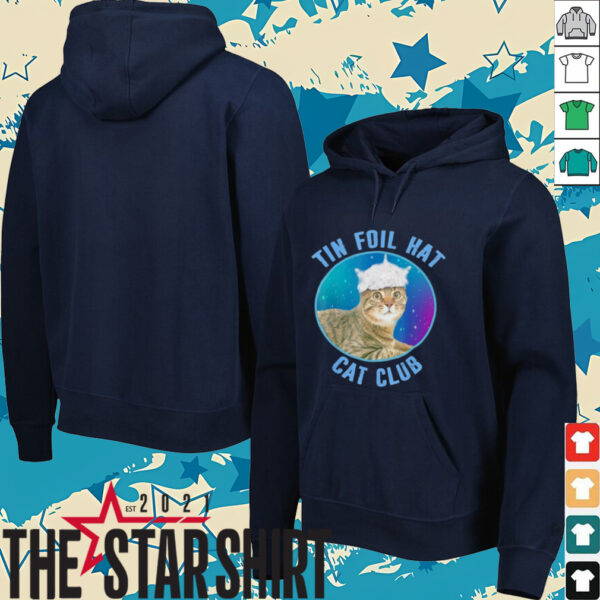 Tin foil hat cat club shirt