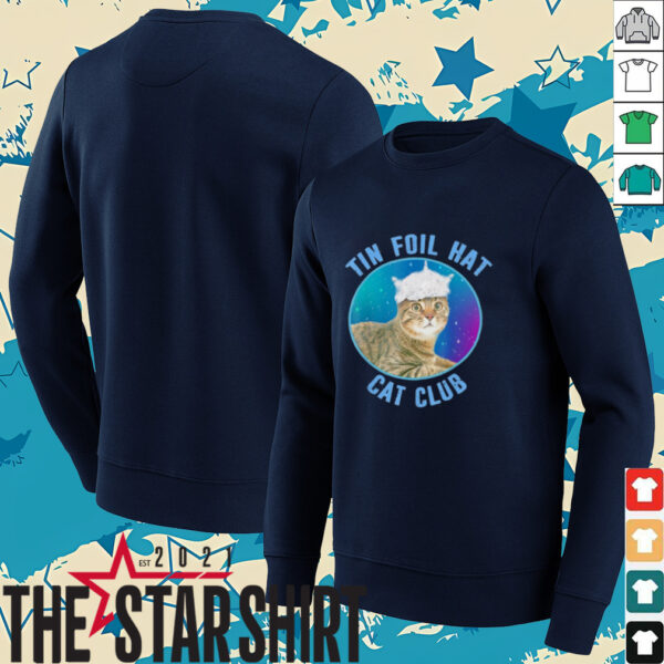 Tin foil hat cat club shirt